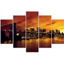 5 stykke lærredstryk, New York Manhattan Sunset