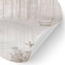 Muursticker bos bij het meer in beige mist - Ms Tiff - Rond