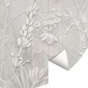 Fototapet med blomsterrelief - Planter i hvidt i et moderne design - Ms Tiff - Rundt - Selvklæbende/