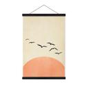 Póster de tela Bandada de pájaros al atardecer - Kubistika