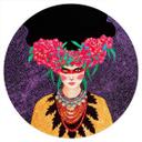 Vinilo decorativo Mujer con corona de flores y fuerza - Hülya - Redondo