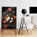 Akrylbillede Mignon - Stilleben med blomster og et ur