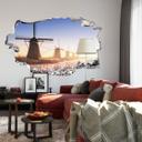 3D Wallsticker - Pablo - Kinderdijk i morgentågen