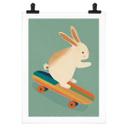 Póster Treechild - Bonito conejito en monopatín