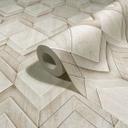 Papel pintado no tejido en blanco, beige rombo ilusión 3D look moderno 