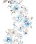 Papel pintado no tejido flores naturaleza floral, romántico mate en blanco azul