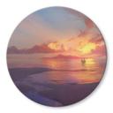 Tableau sur verre rond aerroscape - Coucher de soleil sur la mer