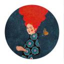 Póster Mujer con vestido de flores y mariposa - Hülya - Redondo