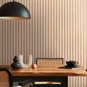 Skandinavisk træpanellook non-woven tapet beige bronze metallic let skinnende