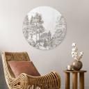 Glasschilderijen Bos met boslandschap in beige - Ms Tiff - Rond