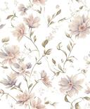 Ikke-vævet tapet blomster, blade blomstret natur mat i hvid grøn
