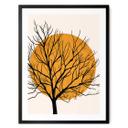 Póster Kubistika - Sol dorado detrás de un árbol