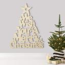 Decoración en madera - Árbol de Navidad Le deseamos una feliz Navidad - Madera de álamo