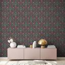 Floral negro rosa - Papel pintado no tejido Casa de campo A.S. Création - Estructura ligera mate