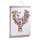 Póster Kvilis - Ciervos y flores rosas