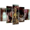 5 stykke lærredstryk Buddha Golden Abstraktion