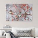 Tableau sur verre Li - Trois oiseaux dans un paysage d'hiver