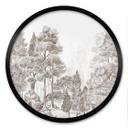 Poster bos met boslandschap in beige - Ms Tiff - Rond