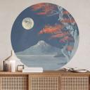 Vinilo decorativo luna llena sobre la cima del Fuji-san - Roze - Redondo
