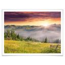 Póster Valle de montaña en la niebla