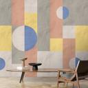 Tapet med geometriske former i pastelfarver - moderne non-woven design
