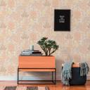 Papel pintado no tejido con hojas en estilo retro blanco naranja - papel pintado floral flores