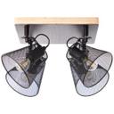Spotbalken Tom, braun, 38 x 38 cm, Holz Deckenspots, dimmbar
