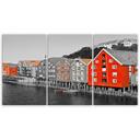 3 stykke lærredstryk Building Sea