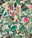 Papel pintado no tejido en verde hojas flores naturaleza floral 