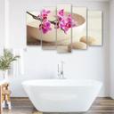 5 stykke lærredsprint, Orchid Bowl Flowers Beige
