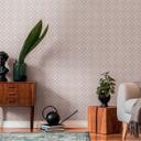 bølge- og stregmønster tapet creme blå - non-woven grafisk tapet i retrolook