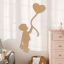Decoración mural habitación infantil niño con globo corazón - MDF naturaleza