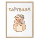 Poster Capybara mignon avec couronne de fleurs