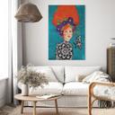 Billede af sommerfuglekvinde med blomsterkrans - Hülya – print på aluminium (Alu-Dibond)