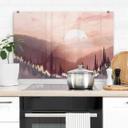 Stænkplade Lyserød solnedgang over skoven - SpaceFrog Designs