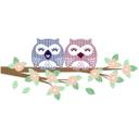 Kvist med ugler + 4 kroge wallsticker