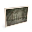 Houten Wanddecoratie wolkenbos bij een meer met reiger in het groen - Ms Tiff
