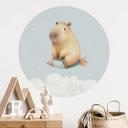 Wallsticker til børneværelset Capybara i rummet - Stjernedrøm - Rund