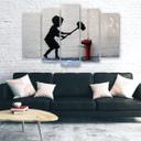 5 stykke lærredstryk, Banksy Hammer Boy Street