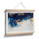 Póster abstracto de mármol con efecto azul y dorado