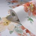 Ikke-vævet tapet blomster natur, romantisk, moderne mat i hvid orange