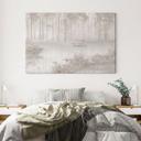 Canvas schilderij bos bij het meer in beige mist - Ms Tiff