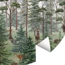 Børneværelse Fototapet skovdyr i en grøn alpin skov - Kikki Belle - rund - selvklæbende/ikke-vævet