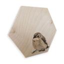 Hexagon hout - klein vogeltje