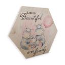 Hexagone - Bois placage bouleau Kvilis - Hippopotame Life is beautiful with family
