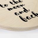 Cuadro de madera Love to the moon and back - Redondo