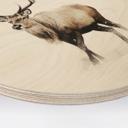 Cuadro de madera ciervo en invierno blanco - Magnusson - Redondo