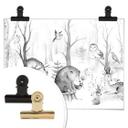 Póster Kvilis - Amigos animales en el bosque - blanco y negro