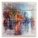 Cuadro de madera Schmucker - Ciudad junto al río - 40x41,5 cm