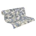 Papier peint intissé botanique - design de feuilles discret en taupe & gris pierre